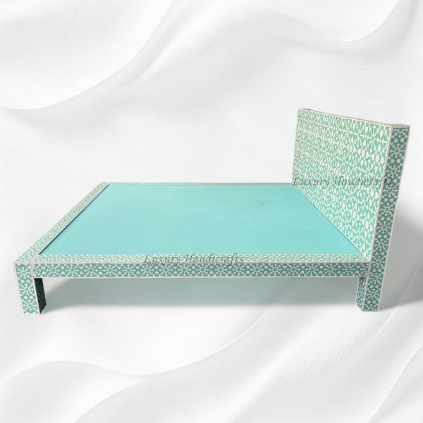 Moroccan Bone Inlay Bed Mint Green