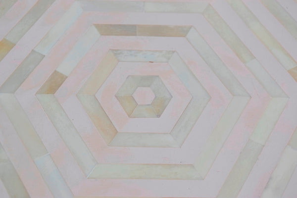 Bone Inlay Tray Stripe Hexagon Shape Pale Pink