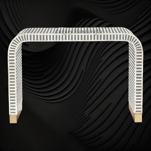 Waterfall Bone Inlay Console Table Grey