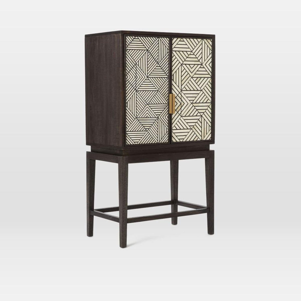 Bone Inlay Geometric Bar Cabinet Black