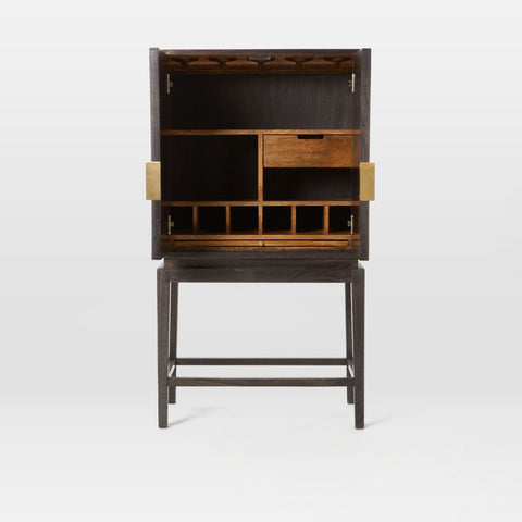 Bone Inlay Geometric Bar Cabinet Black