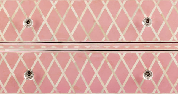 Bone Chest Of Four Drawer Diamond Design Pink