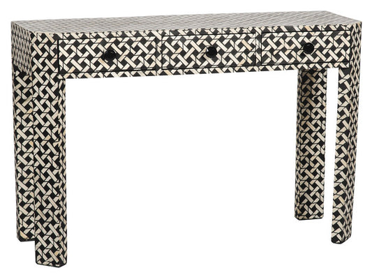 Black Bone Inlaid 3 Drawer Console Manhattan