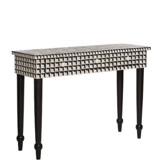Bone Inlay Cuboid Console Table Black