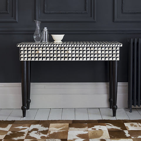 Bone Inlay Cuboid Console Table Black