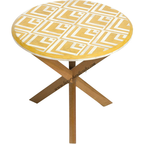 Bone Oak Side Table V Design Yellow