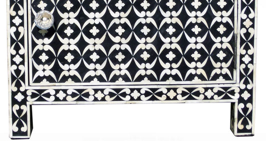 Bone Inlay 1 Drawer 1 Door Side Cabinet Quote Design Black