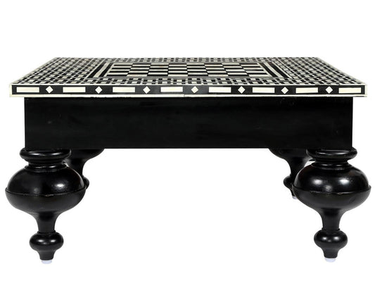 Bone Inlay Chess Coffee Table Black