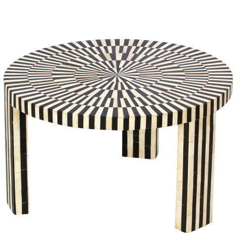 Bone Inlay Illusion Stripe Coffee Table Black