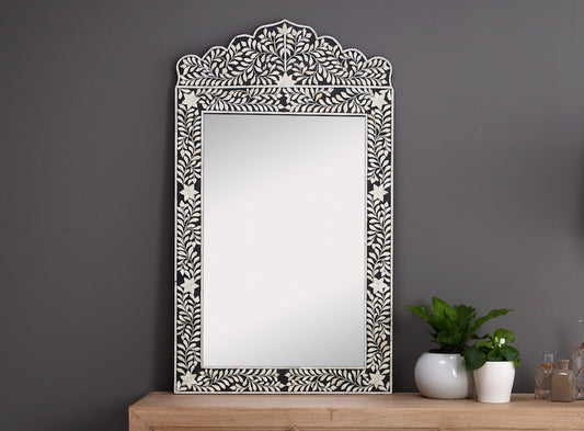 Bone Inlay Crested Mirror Black