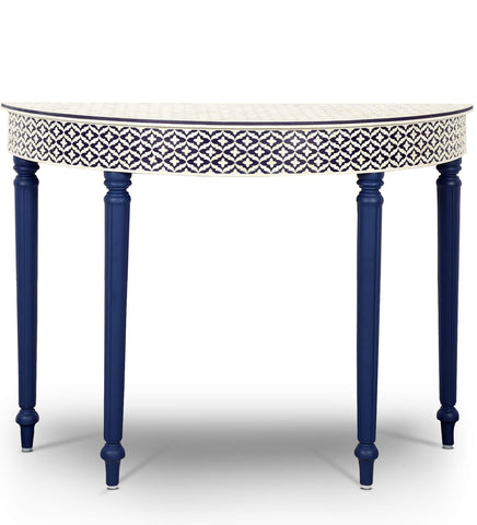 Blue Embossed Bone Inlay Curved Console