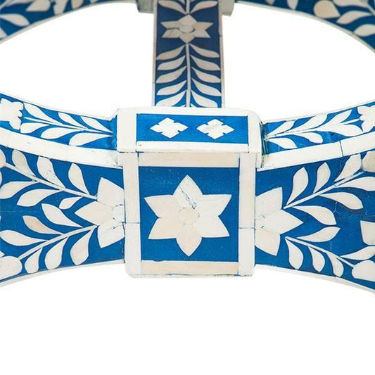 Bone Inlay Jenny Stool Floral Design Blue