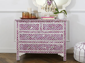 Pink Colored Bone Inlay Marrakech Chest Of 4 Drawer
