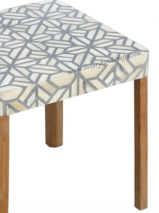Bone Inlay Side Table Tortoise Grey