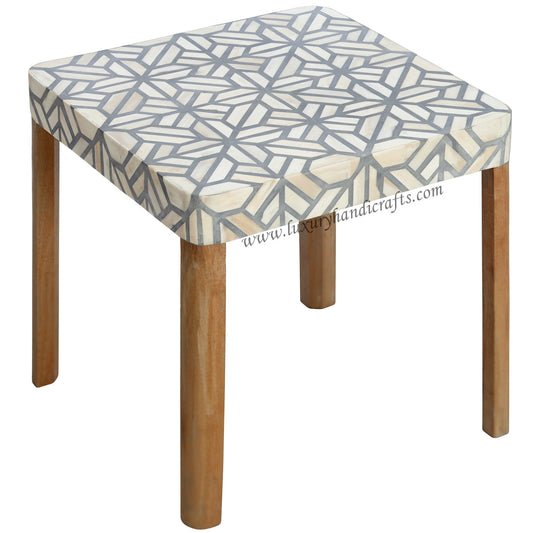 Bone Inlay Side Table Tortoise Grey