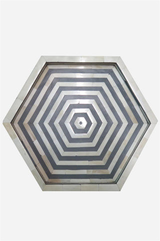 Bone Inlay Tray Stripe Hexagon Shape Grey
