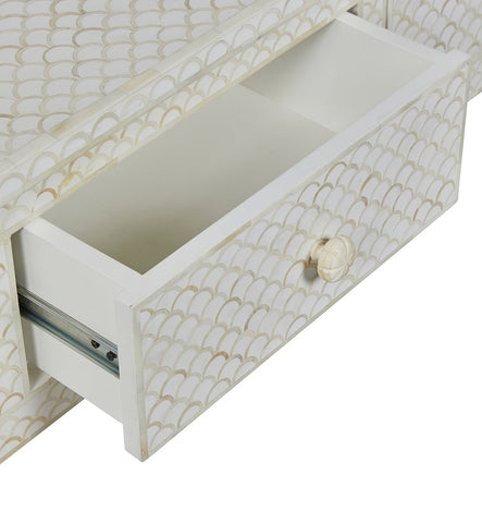 White Bone Inlay Fishscale Console 3 Drawer