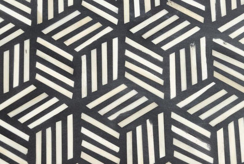 Bone Inlay Geometric Cubic Design Coffee Table in Black Color