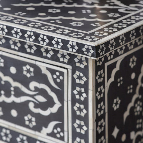 Bone Inlay Zahra Chest of Drawers Black