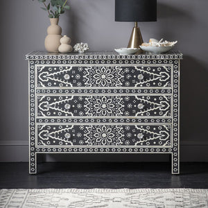 Bone Inlay Zahra Chest of Drawers Black