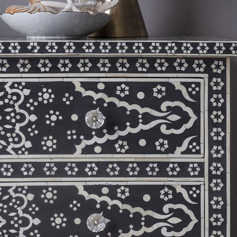 Bone Inlay Zahra Chest of Drawers Black