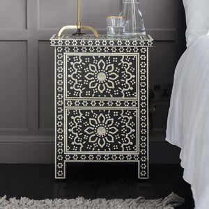 Bone Inlay Zahra Bedside Black