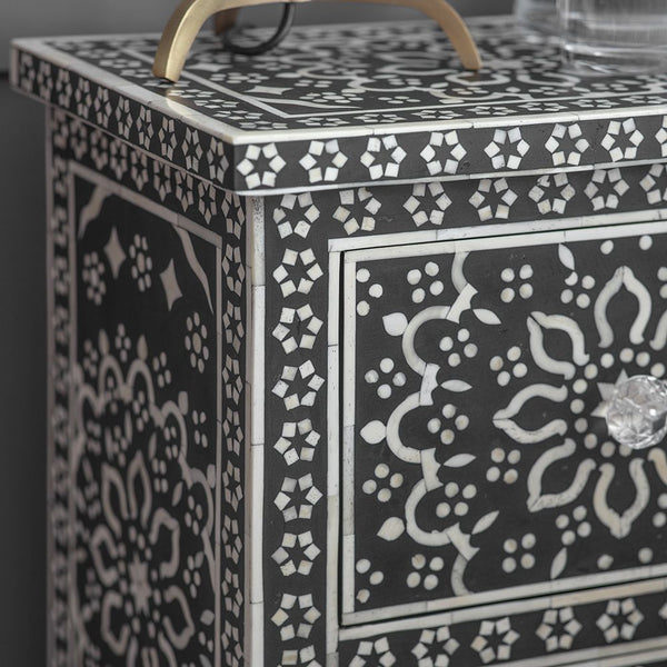 Bone Inlay Zahra Bedside Black