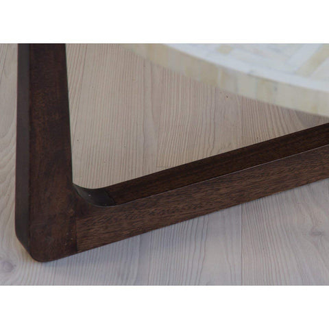 Bone Inlay Chevron Top Center Table With Polish Base