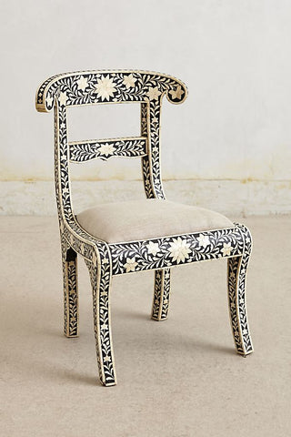 Bone Inlay Floral Chair Black