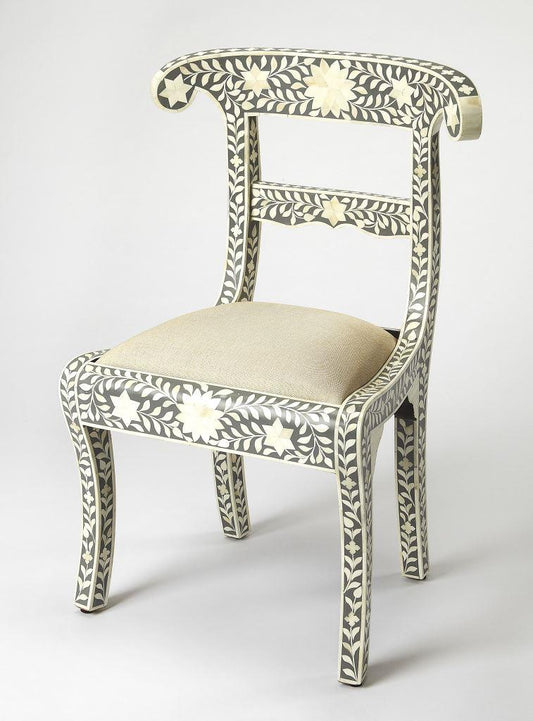 Bone Inlay Floral Chair Grey
