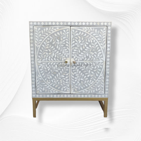 Bone Scroll Vine 2 Door Cabinet Grey