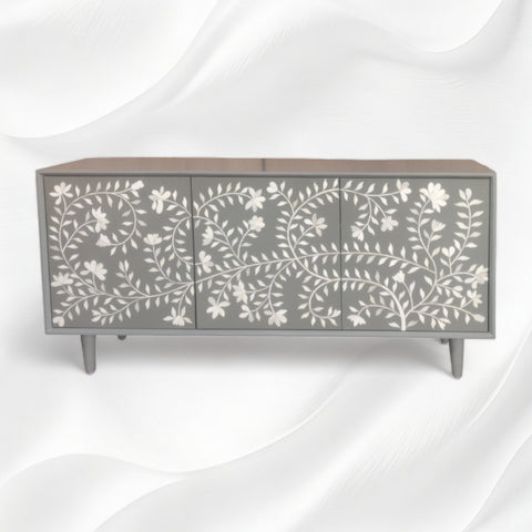 Bone Flower Media Console Grey