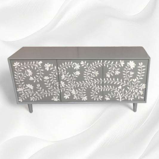 Bone Flower Media Console Grey
