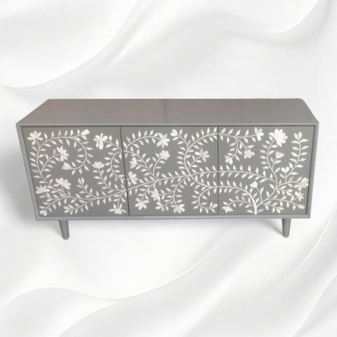 Bone Flower Media Console Grey