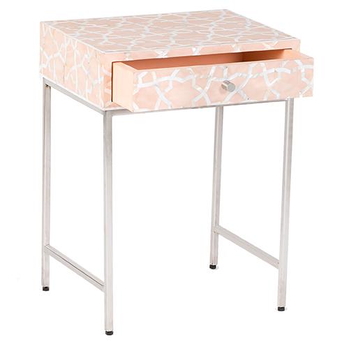 Fez Mother Of Pearl Inlay Side Cabinet - Pale Pink
