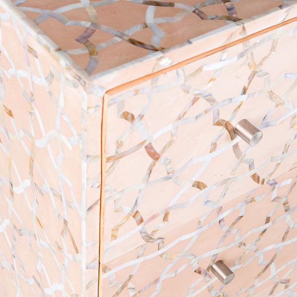 Fez Mother Of Pearl Inlay Chest Of Drawers - Pale Pink
