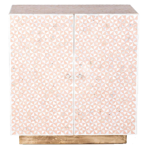 Triangle Mother Of Pearl Inlay Cabinet - Nude Pink