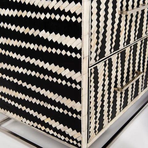 Malawi Bone Inlay Chest Of Drawers Black / White