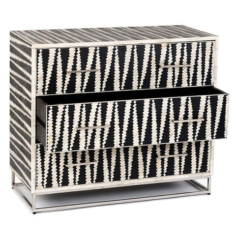 Malawi Bone Inlay Chest Of Drawers Black / White
