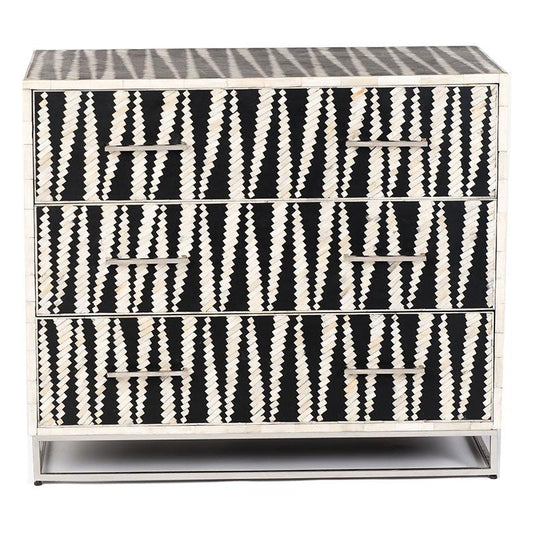 Malawi Bone Inlay Chest Of Drawers Black / White