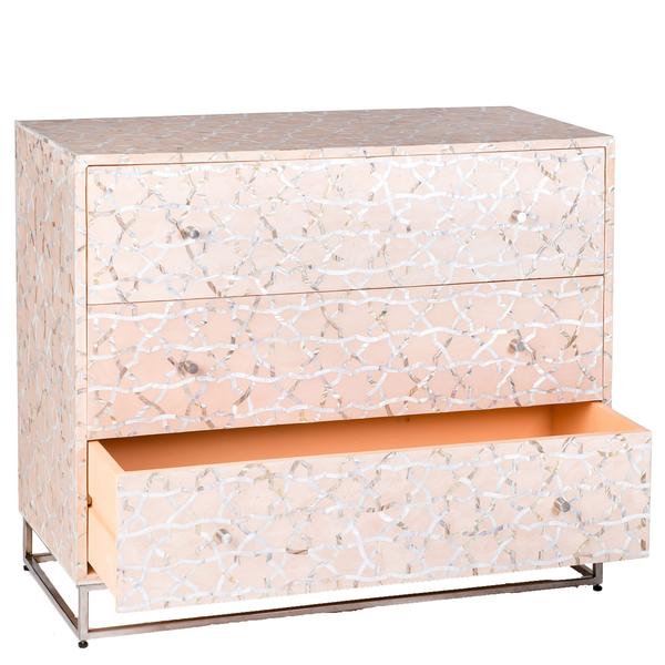 Fez Mother Of Pearl Inlay Chest Of Drawers - Pale Pink