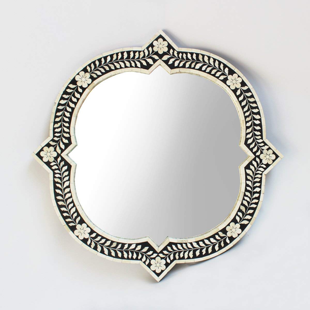 Clover Bone Inlay Mirror Black