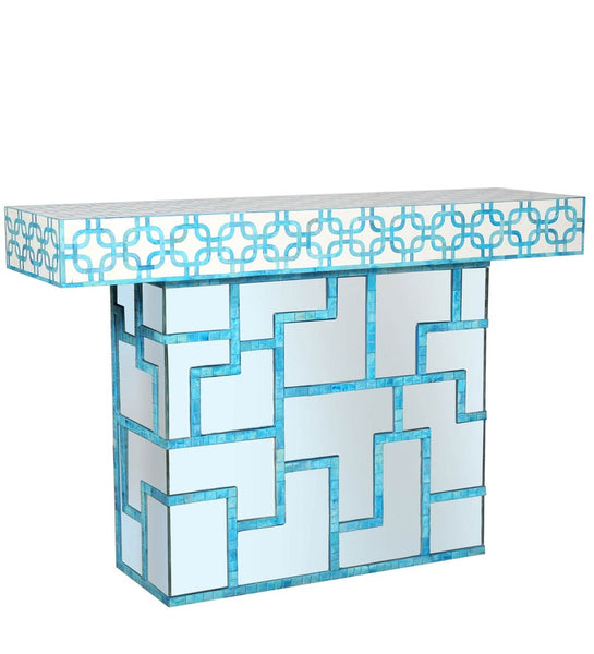 Colored Blue Bone Inlay Console Table