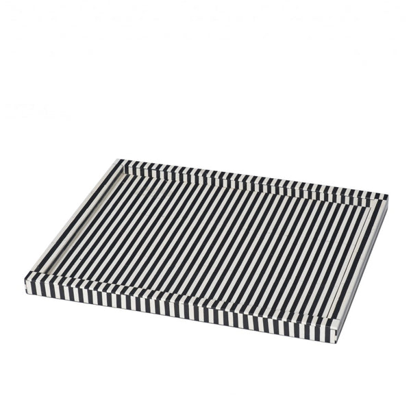 Black Colored Bone Inlay Stripe Tray