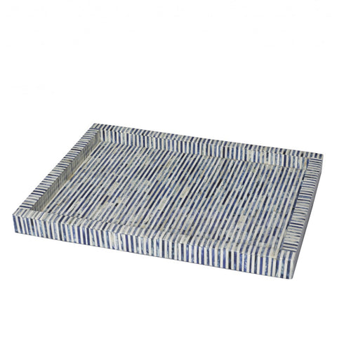 Blue Colored Bone Inlay Stripe Tray