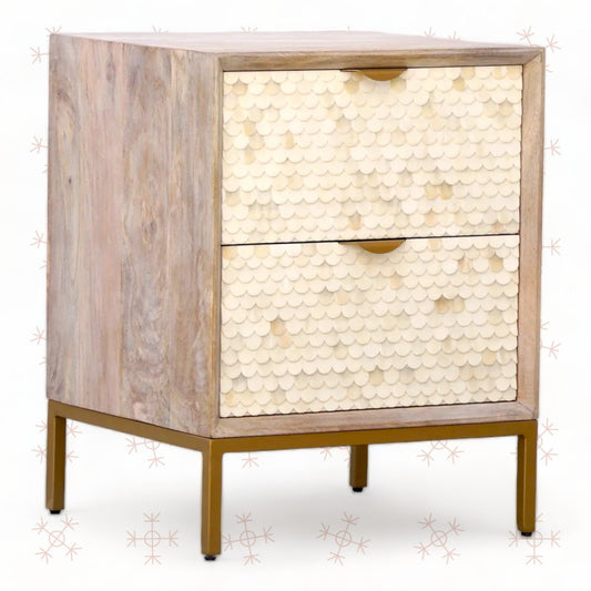 Cora Bone Inlay 2 Drawer Bedside