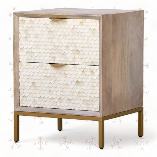 Cora Bone Inlay 2 Drawer Bedside