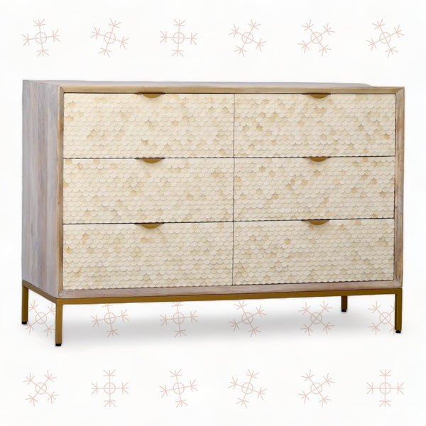 Cora Bone Inlay 6 Drawer Dresser
