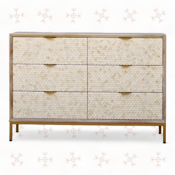 Cora Bone Inlay 6 Drawer Dresser