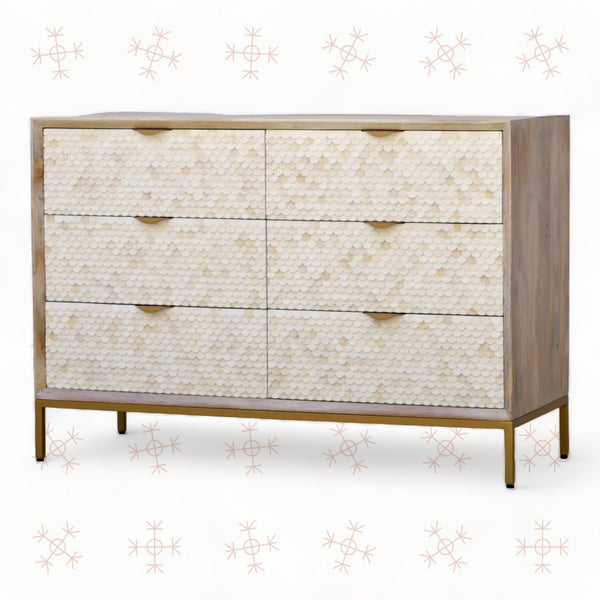 Cora Bone Inlay 6 Drawer Dresser